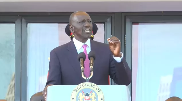 President William Ruto addressing the nation during Mashujaa Day celebrations at Kipchoge Keino stadium in Eldoret, October 20, 2026. /PCS