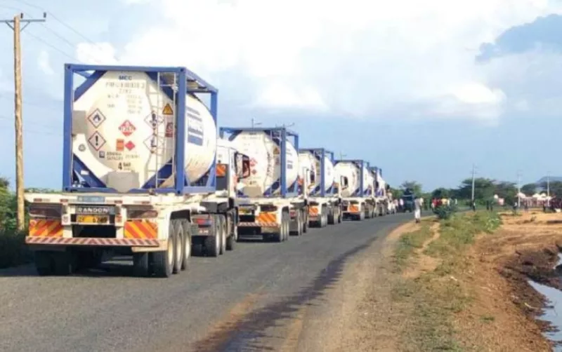 Trucks transport oil from Ngamia 8 site in Lokichar, Turkana county /FILE