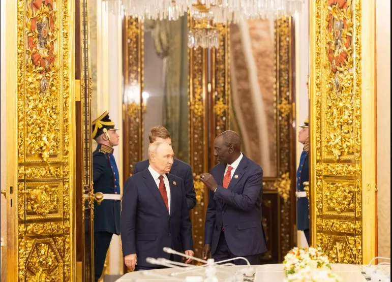 Russian President Vladimir Putin and President William Ruto at the Kremlin in Moscow following the conclusion of the Russia-Africa Summit/PCS