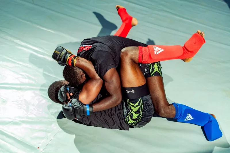 Fighters tussle during a past ANA MMA contest
