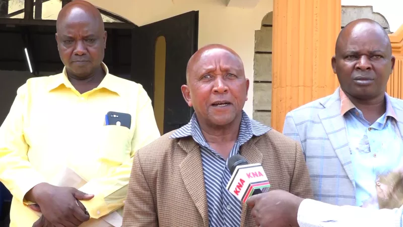 Francis Kihia, chairperson of Kangema Travellers Sacco, during a stakeholders meeting in Murang'a town on October 19, 2026/ ALICE WAITHERA