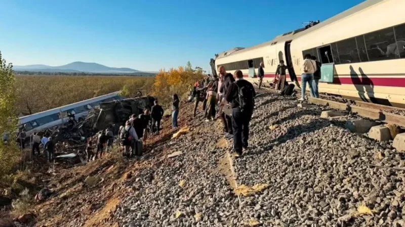 Aerial footage shows train crash scene/Screengrab