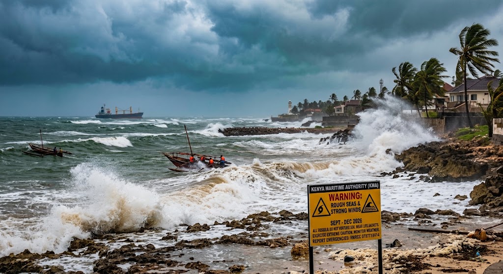 Strong winds along the seafront/ AI ILLUSTRATED