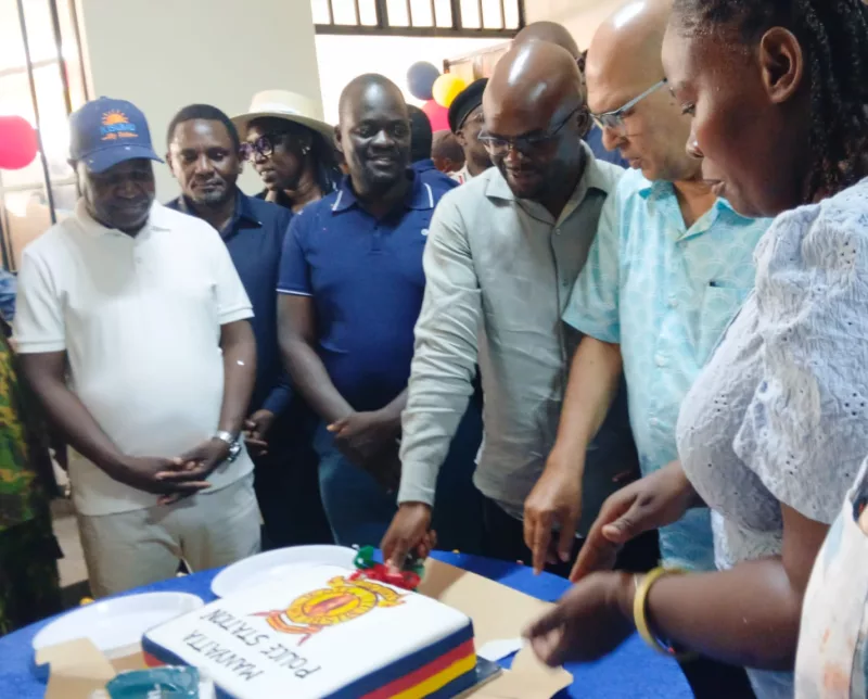 Principal Secretary for Internal Security Raymond Omollo during the commissioning of Manyatta B Police Station in Kisumu East.