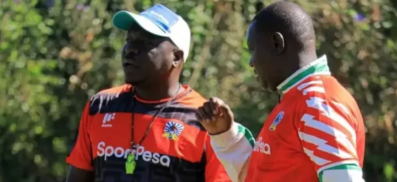 Shabana first assistant coach Andrea Ongwae and second assistant coach Hesborn Nyabinge during training