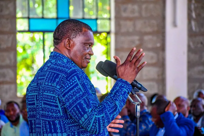 DP party leader Justin Muturi speaks at ACK Church of Faith, Ithare-ini, for the memorial and thanksgiving service in honour of the late Mzee Ephantus Muchiri Muchangia on Ocotber 25, 2026./HANDOUT