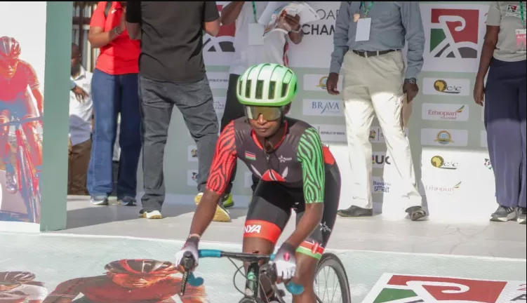 Kenya's Sharon Cheruiyot during the women's junior ITT race