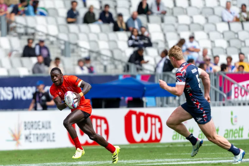 Kenya sevens speedstar Patrick Odongo in action at a past tournament