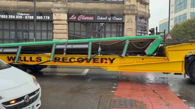 The bus was removed from the scene on Tuesday morning
