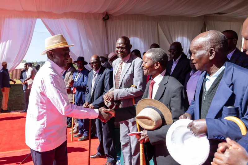 President William Ruto greets Kalenjin Elders at State Lodge, Eldoret, Uasin-Gishu County on October 19, 2026 / PCS
