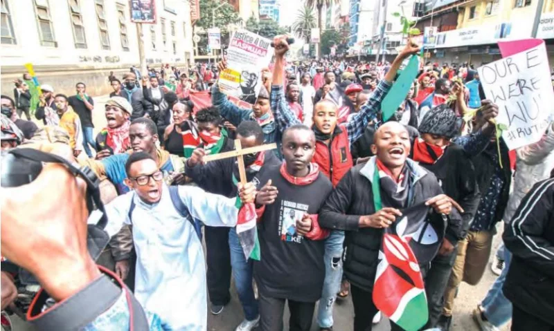 Youthful protesters march in Nairobi during the one-year anniversary to remember those killed during the June 2024 demos /ENOS TECHE