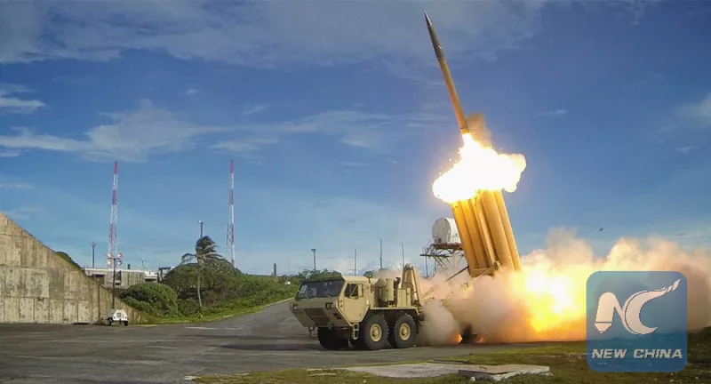 A Terminal High Altitude Area Defense (THAAD) interceptor is launched during a successful intercept test, in this undated handout photo provided by the U.S. Department of Defense.