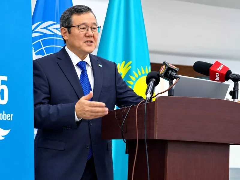 Kazakhstan Ambassador to Kenya Barlybay Sadykov during a press briefing at the embassy chancery on October 23.