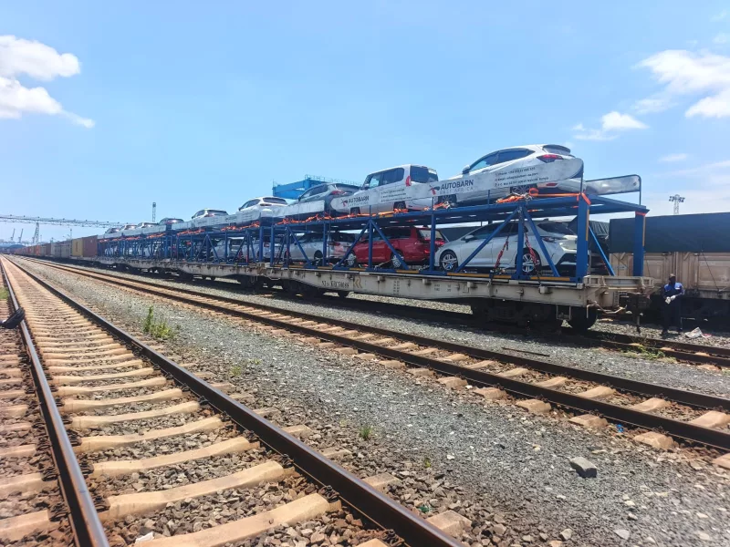 Vehicles being transported by SGR/KENYA RAILWAYS