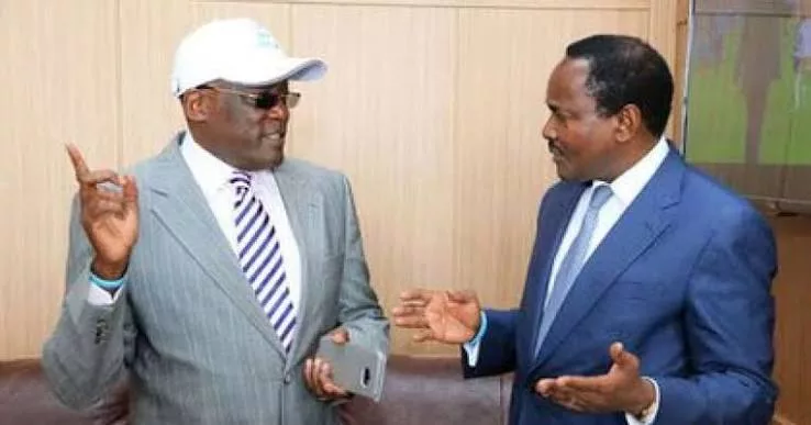 Wiper leader Kalonzo Musyoka and former Machakos Senator Johnson Muthama in a past meeting