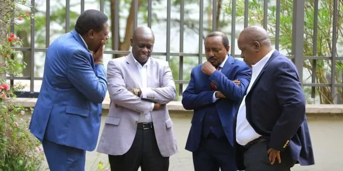 United Opposition leaders Eugene Wamalwa, Riggathi Gachagua, Kalonzo Musyoka and Fred Matiang'i during a past meeting