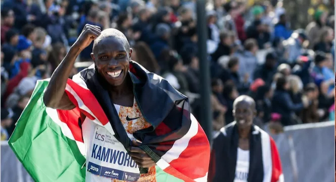 Geoffrey kamworor during a previous New York City Marathon triumph/ HANDOUT