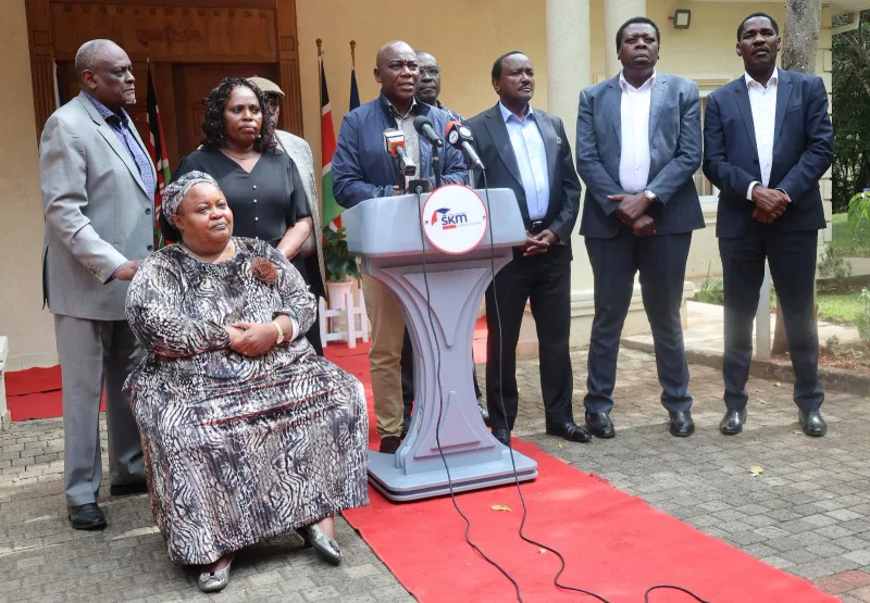 Kalonzo Musyoka and members of the Azimio Council during a past press conference
