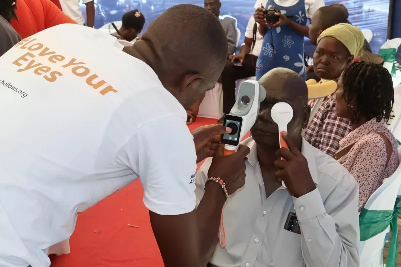 A residents being screened for catracts during a free eye clinic at the Busia bus park on Monday/IMAGE/HILTON OTENYO
