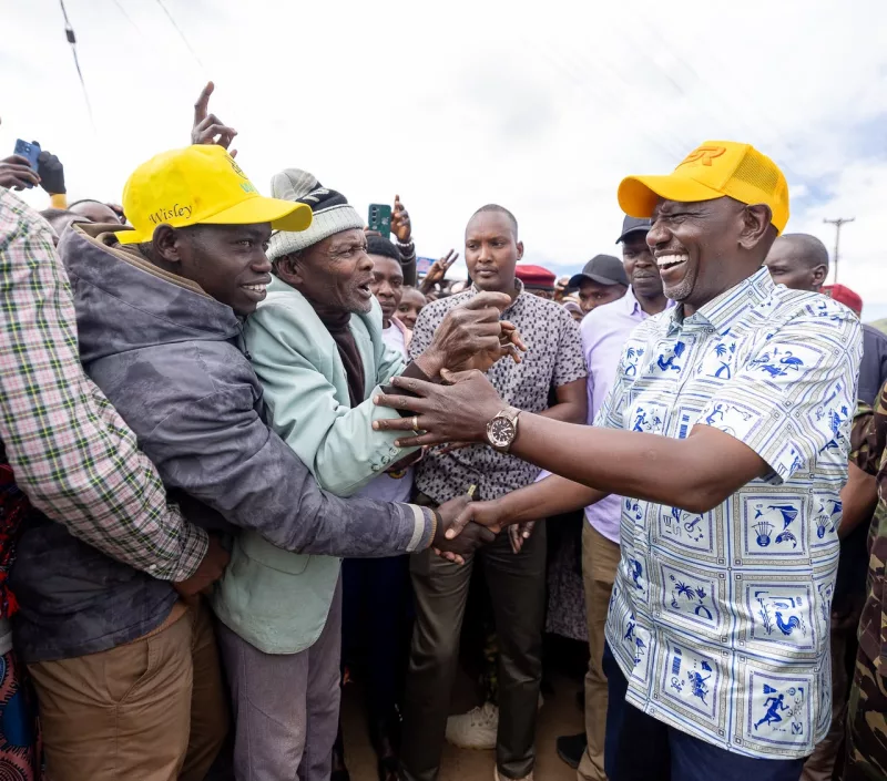 President Ruto interacts with residents at Kapyego market