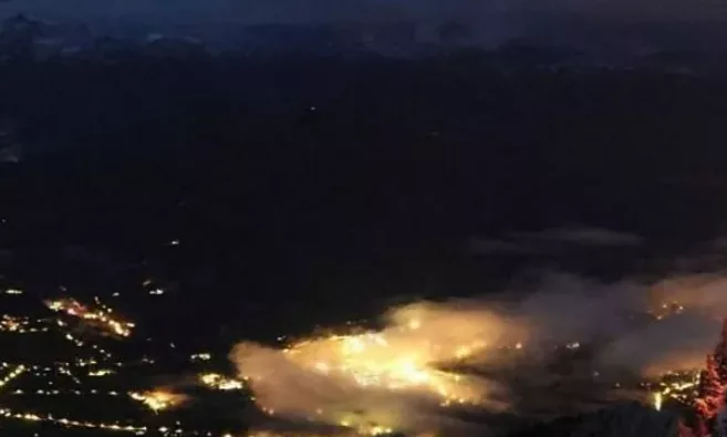 The Eagle's Nest was still on fire early on Saturday