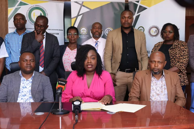 Nairobi County Chief Officer for Business and Hustlers Opportunities Lydia Mathia addressing a press conference on October 23, 2026/HANDOUT