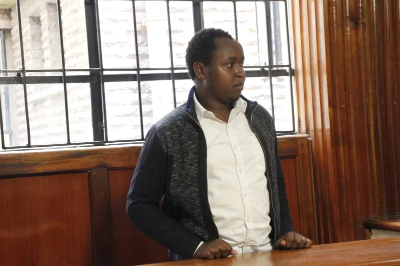 Equity bank employee Ian Muhia Maina at Milimani law courts