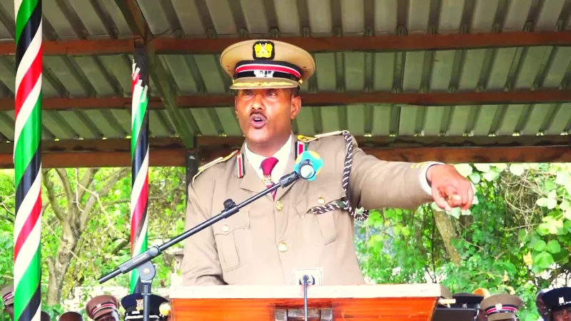 Murang'a County Commissioner Hassan Bule addressing residents during Mashujaa day celebrations in Mathioya on October 20, 2026/ ALICE WAITHERA