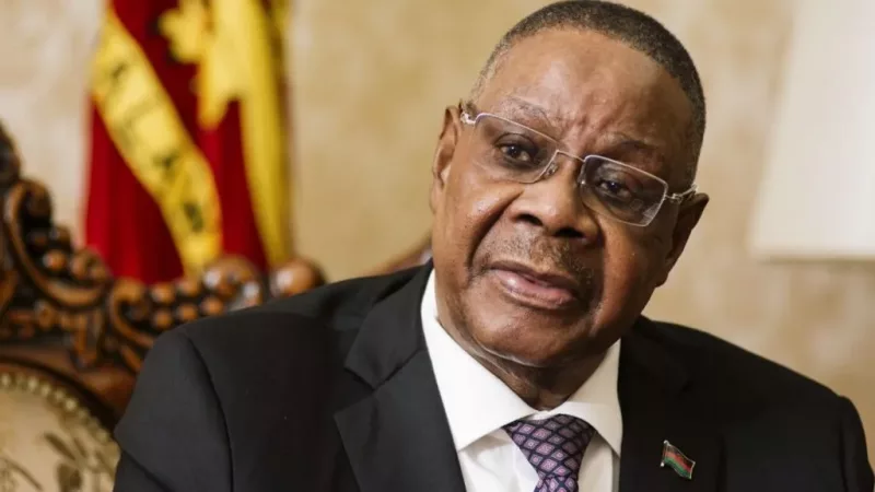 This is President Peter Mutharika's fifth visit to South Africa this year//Bloomberg via Getty Images via BBC