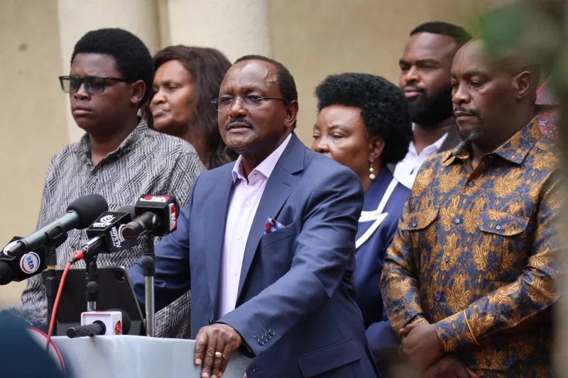 Wiper  leader Kalonzo Musyoka during  a press briefing