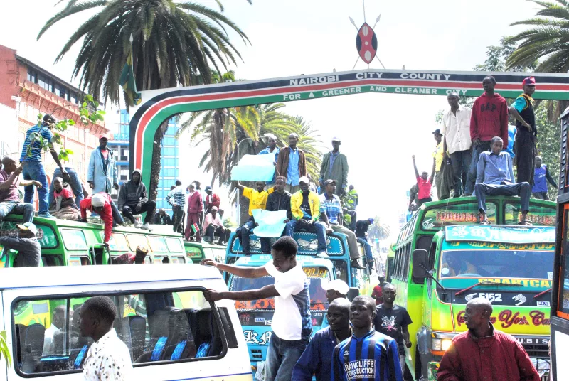 Matatu operators demonstrate on Kenyatta Avenue / FILE