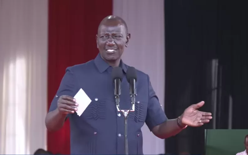 President William Ruto speaks during a church service at AIC Kasina in Mwingi on October 25, 2026/SCREENGRAB