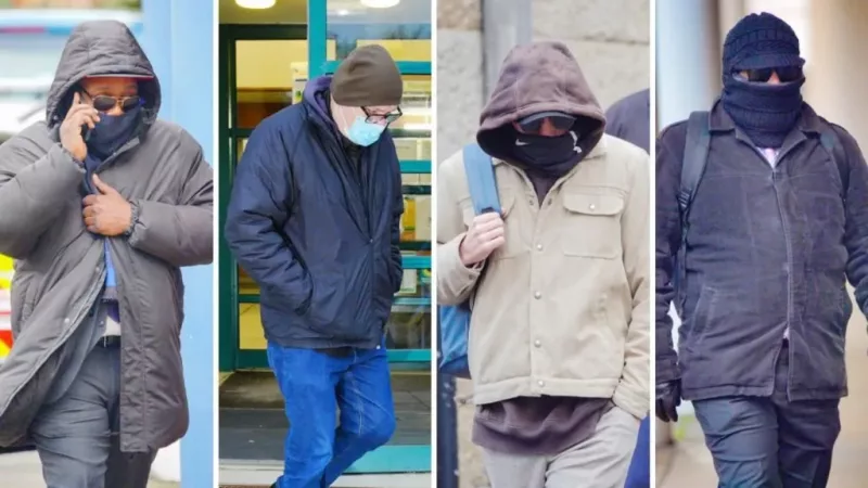 (From left to right) Norman Macksoni, Richard Wilkins, Connor Sanderson-Doyle and Mohammed Hassan are all on trial at Winchester Crown Court/Press Association via BBC