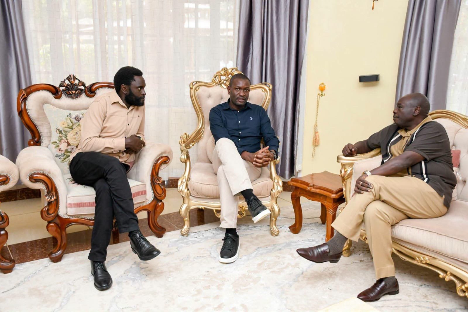 DCP leader Rigathi Gachagua with Nairobi Senator Edwin Sifuna and his Nyandarua counterpart John Methu during a meeting at Wamunyoro, October 20, 2026.