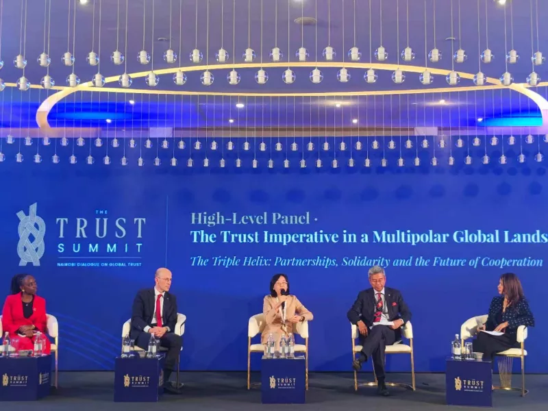 , Indonesian Ambassador Witjaksono Adji (second from right) during  a panel dicussion during the Global Trust Summit in  Nairobi on Thursday