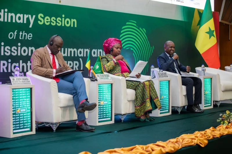 Africa Commission on Human and People’s Rights Commissioner Dr Litha Musyimi-Ogana (c) during a panel discussion on special mechanisms progress, challenges and cross-cutting impact on promotion, protection, and interpretation of the African Charter in Dakar, Senegal, on October  21, 2026