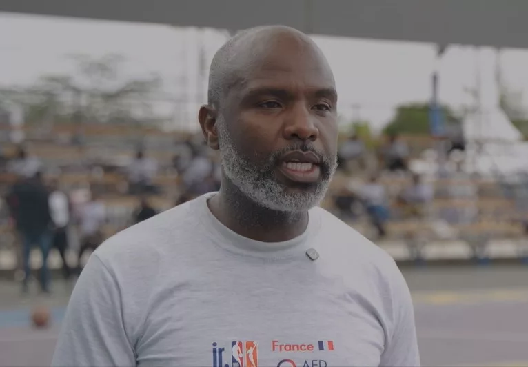 Disability Inclusion Basketball Experience Coach Kimani Peter during the Basketball Experience Disability Inclusion teachers' Awareness Day celebrations on Saturday at Fam Sports Arena Basketball Court in Kitengela, Kajiado County/ HANDOUT