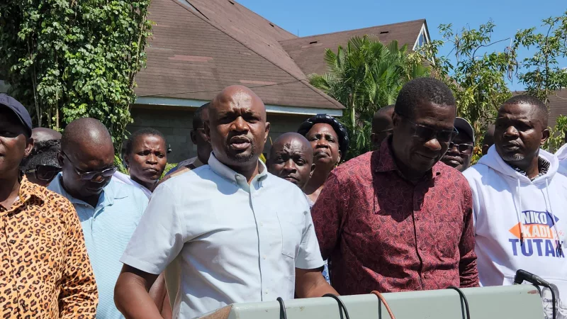 Siaya county assembly speaker George Okode addressing the media in Kisumu on October 19, 2026./FAITH MATETE