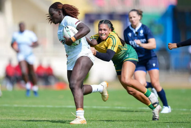 Grace Adhiambo fends off a Brazilian player at a recent  tournament