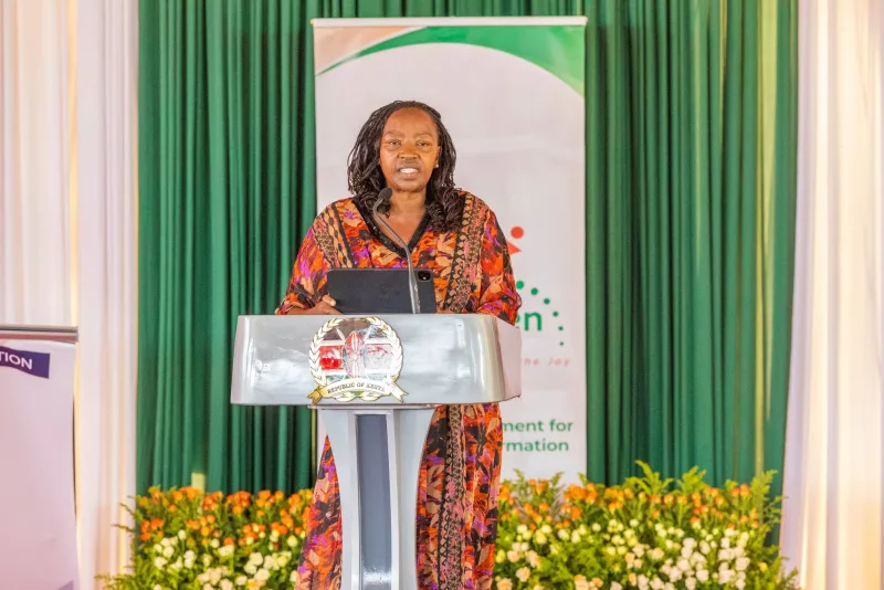 First Lady Rachel Ruto gives her remarks during a visit to Chesongoch in Elgeyo Marakwet County on October 21, 2026/HANDOUT