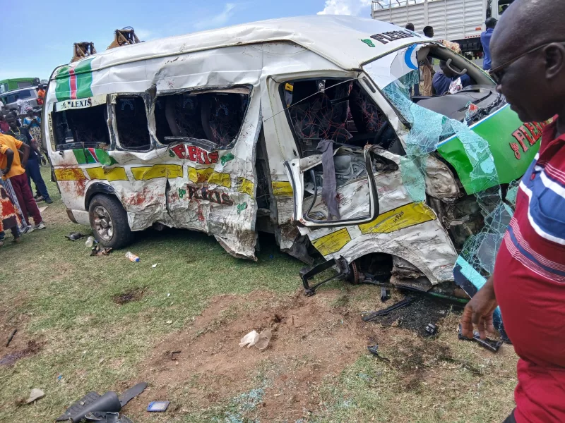 Head-on matatu collision along Katito–Kendu Bay road that left two dead.